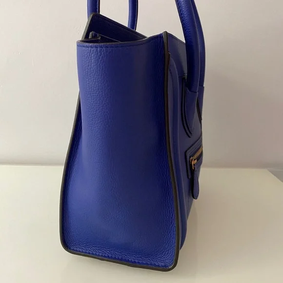 100% authentic Celine Drummed Calfskin Micro Luggage in indigo - Picture 3 of 16